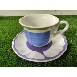 Giotto verde/viola/azzurro tazza thè con piattino 200 ml / 11 x 7 cm