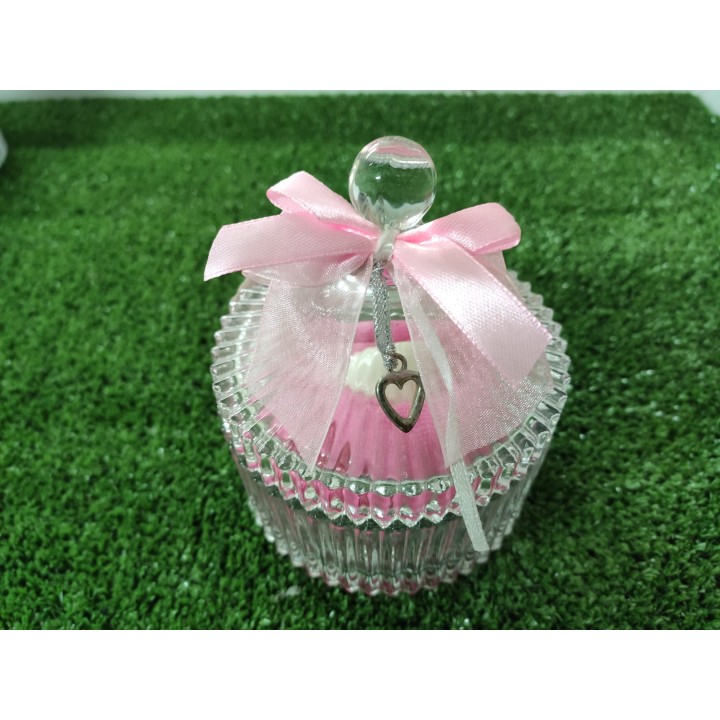Scatola con asciugamo rosa e sapone 10 x 13 cm | CarinCasa