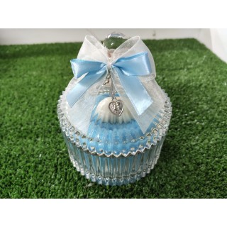 Scatola con asciugamani celeste e sapone 10 x 13 cm |…