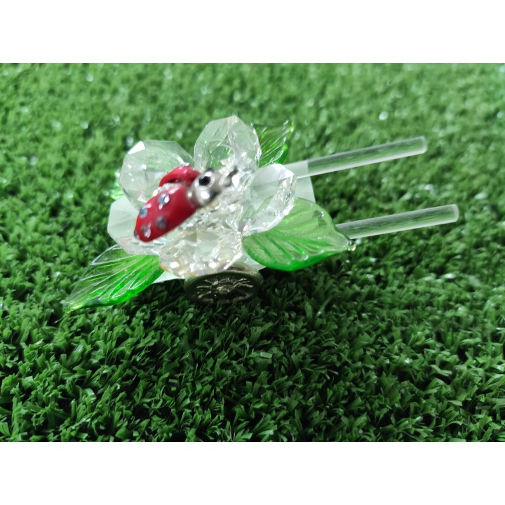 Carretto cristallo con coccinella rossa 7 cm | CarinCasa