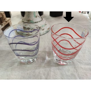 Bicchiere Vino 6 pezzi onde rosse 7 x 9 cm | CarinCasa