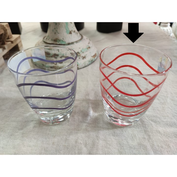 Bicchiere Vino 6 pezzi onde rosse 7 x 9 cm | CarinCasa