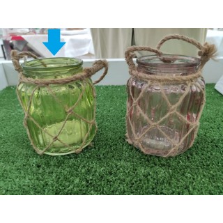 Lanterna in vetro colorato verde 10 x 12 cm | CarinCasa