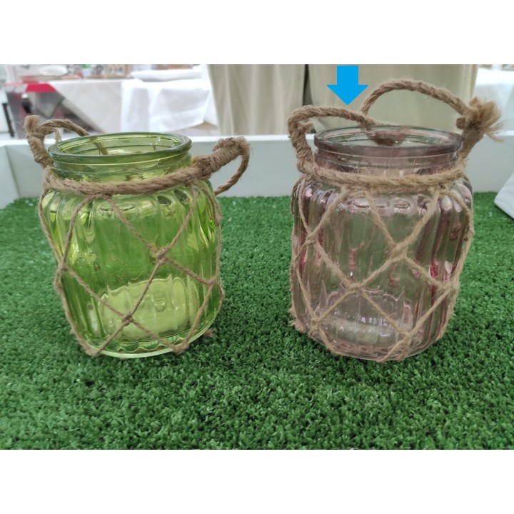 Lanterna in vetro colorato rosa 10 x 12 cm | CarinCasa