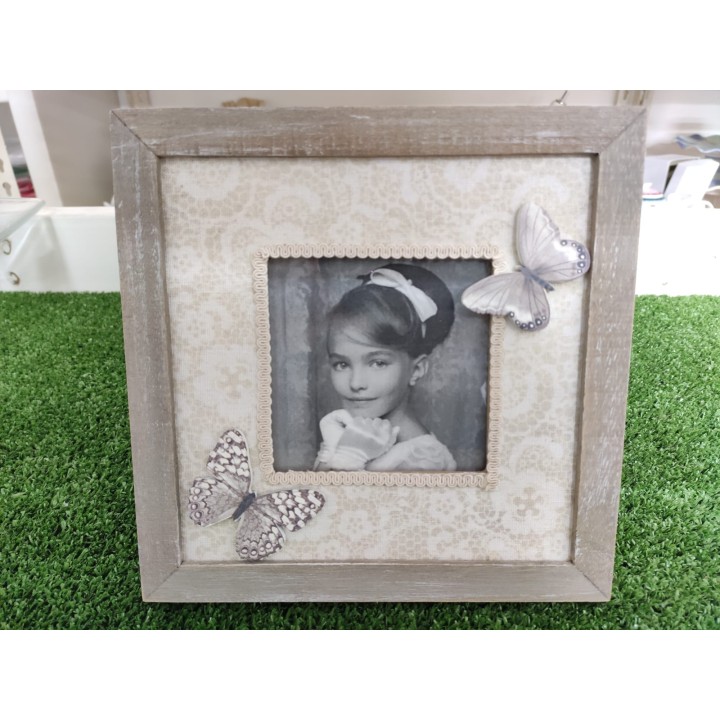 Portafoto quadrato *pizzo* con 2 farfalle 20 x 20 cm |…