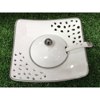 Zuccheriera quadrata con cucchiaino 13 x 4 cm | CarinCasa