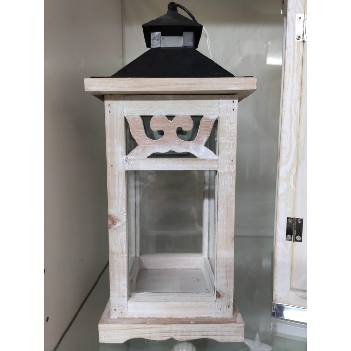 Lanterna legno/metallo quadrata 35 cm | CarinCasa