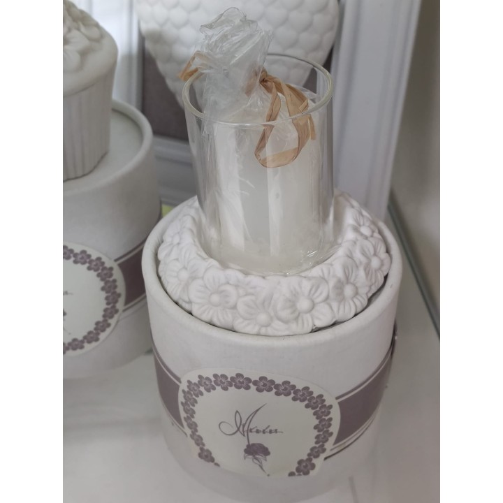 Portacandele mini con candela + box 8 x 7 cm | CarinCasa