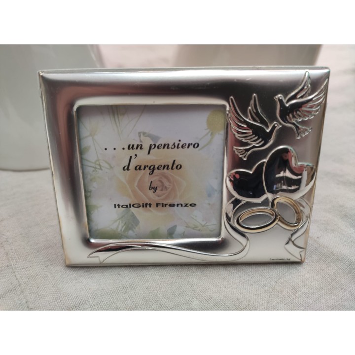 Portafoto matrimonio r/legno bianco 5 x 5 cm | CarinCasa