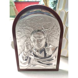 Papa wojtyla ovale retro legno 13 x 18 cm