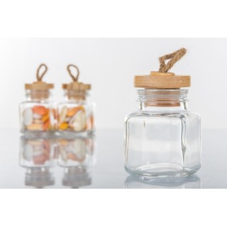 Barattolino quadrato in vetro con tappo in legno H 7 cm |…