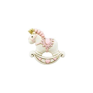 Magnete cavallo a dondolo rosa 5 cm | CarinCasa