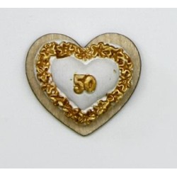 Legno Decorazione Cuore 50 Anniversario Gesso E