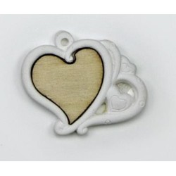 Applicazione cuoricino legno e gesso 4 cm