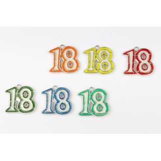 Ciondolo portachiavi 18 anni multicolore magnete 2,6x2,4 cm…