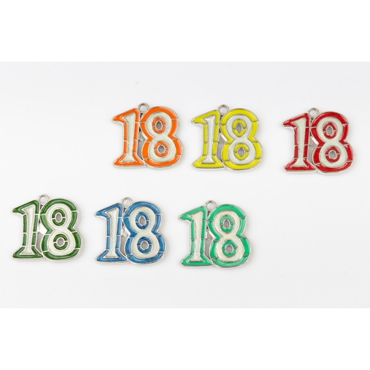 Ciondolo portachiavi 18 anni multicolore magnete 2,6x2,4 cm…