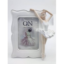 Porta foto con ballerina bianco  10x15 cm