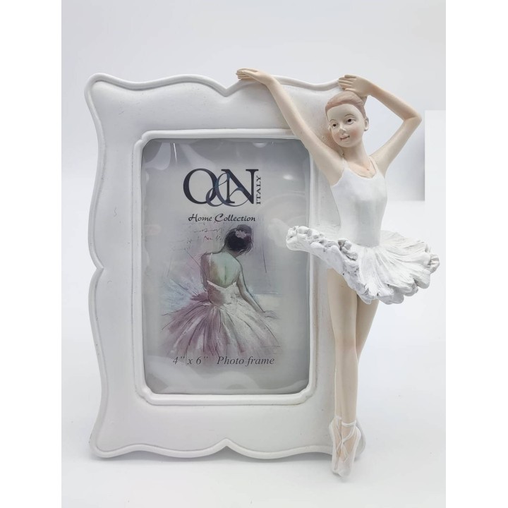 Porta foto con ballerina bianco 10x15 cm | CarinCasa