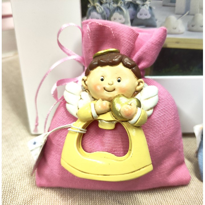 Sacchetto tirante cotone rosa 8,5x14,5 cm | CarinCasa