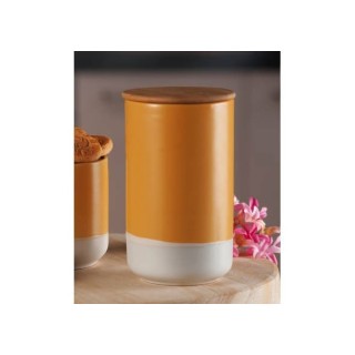 Barattolo in ceramica con coperchio in legno