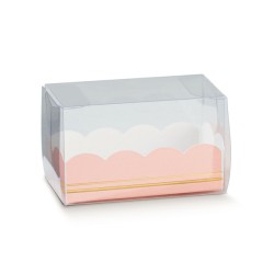 Astuccio con vaschetta porta dolcetti o confetti linea elegance rosa 19x5x5 cm