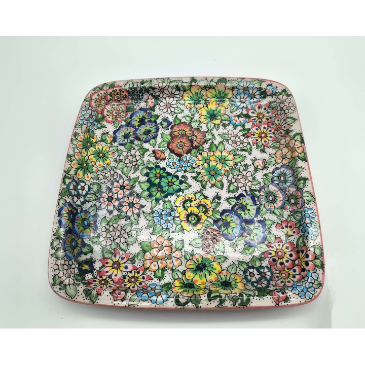 Piatto quadrato artigianale dipinto a mano 26x26x4 cm |…