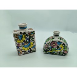 Vaso portafiori decoro floreale dipinto a mano 11x6x17 cm