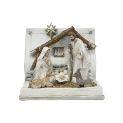 Sacra famiglia bianco oro su libro 12x10x10 cm