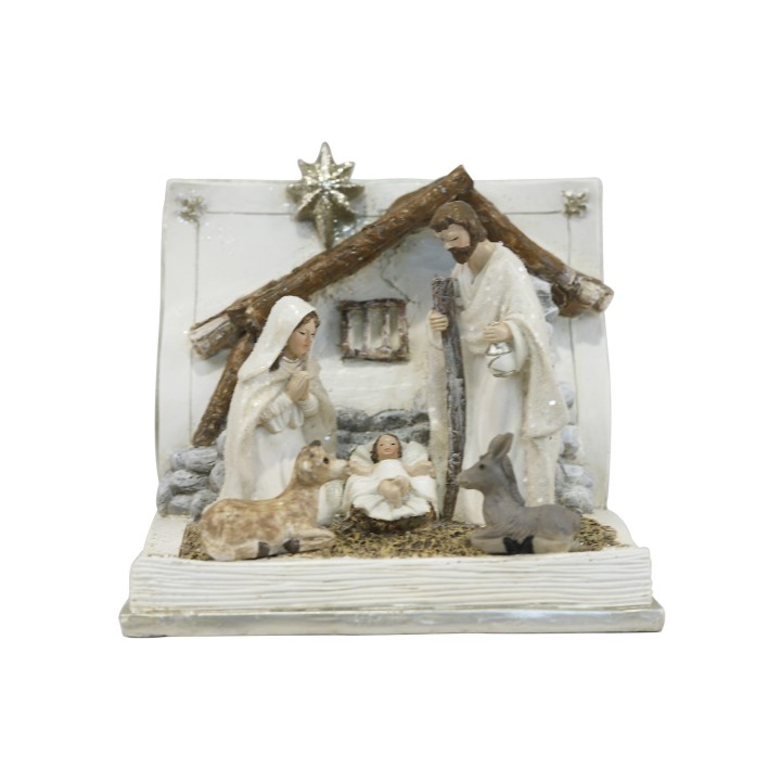 Sacra famiglia bianco oro su libro 12x10x10 cm | CarinCasa