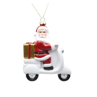 Addobbo babbo natale su moto 11 cm | CarinCasa