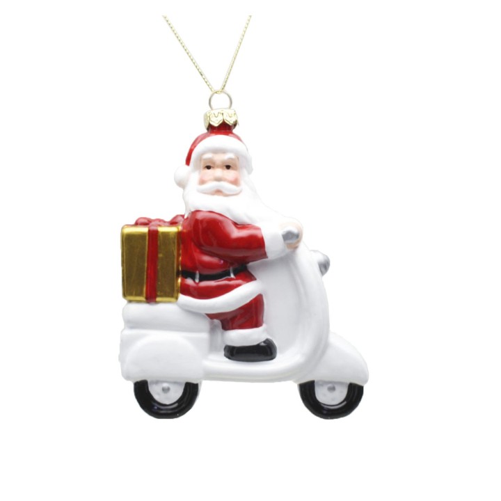 Addobbo babbo natale su moto 11 cm | CarinCasa