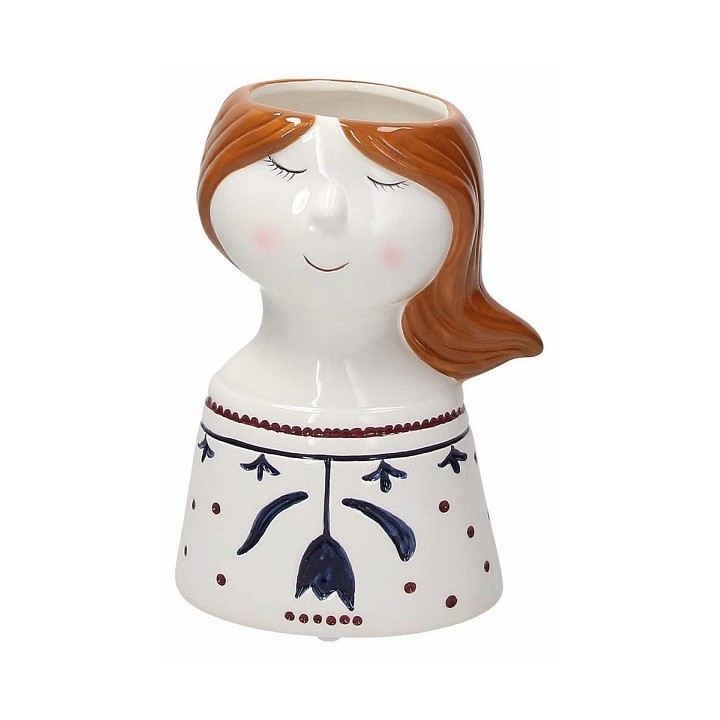 Vaso donna c/fiore cm 21 h ceramic a | CarinCasa