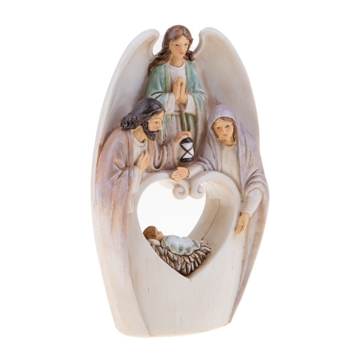 Nativita' con angelo 13x22 cm color panna champagne |…