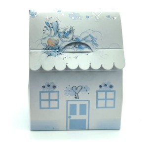 Cicogna celeste scat casetta 6x4x7. 6 cm | CarinCasa