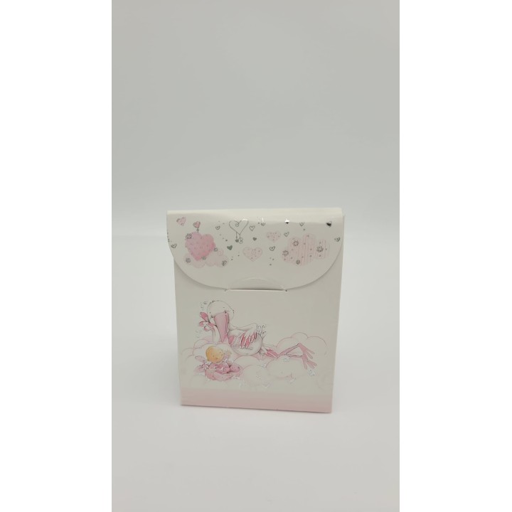 Cicogna rosa scatolina bustina 6x3.5x8 cm | CarinCasa
