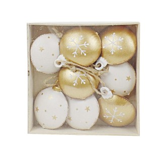 Scatola 8 pezzi addobbi oro in metallo 4×6 cm | CarinCasa