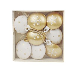 Scatola 8 pezzi addobbi oro in metallo 4×6 cm