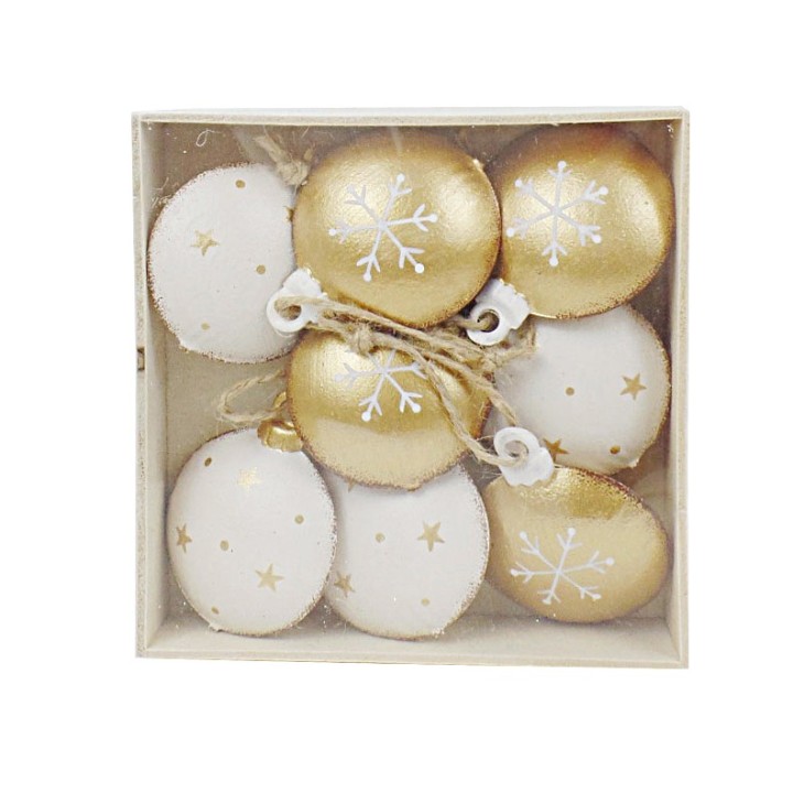 Scatola 8 pezzi addobbi oro in metallo 4×6 cm | CarinCasa