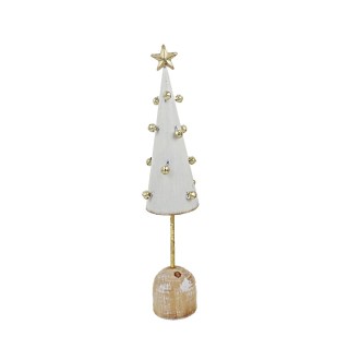 Albero metallo bianco con sonagli oro 6,5x6,5x33 cm |…