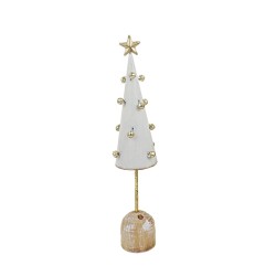 Albero metallo bianco con sonagli oro 6,5x6,5x33 cm