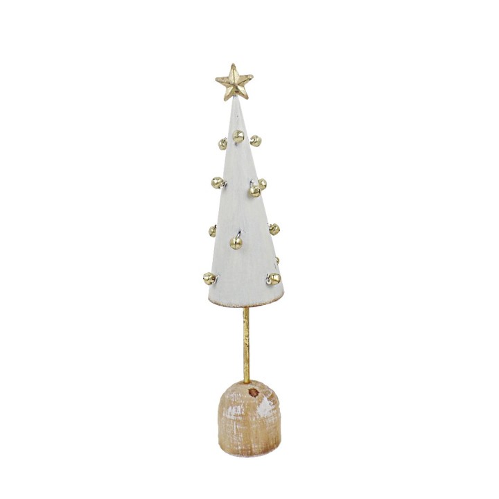 Albero metallo bianco con sonagli oro 6,5x6,5x33 cm |…