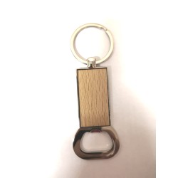 Portachiavi apri-bottiglia in legno e acciaio 0,3x3,7x8 cm.