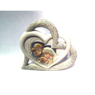 Sacra famiglia su doppio cuore intrecciato | CarinCasa
