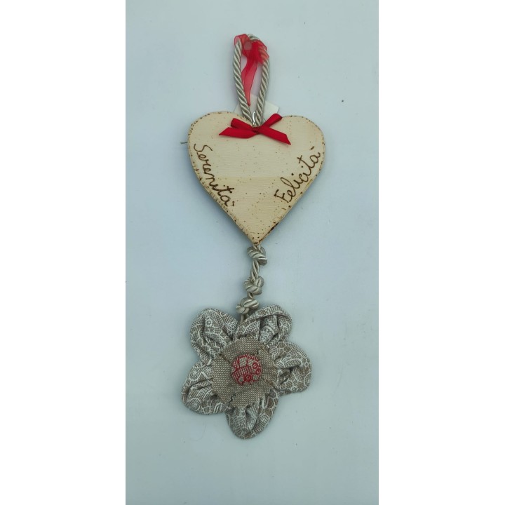 Catena della vita grande fiore in tessuto e legno 10x22 cm…
