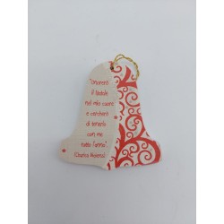 Campana 7,5x8 cm Legno serie white chic per albero con frase