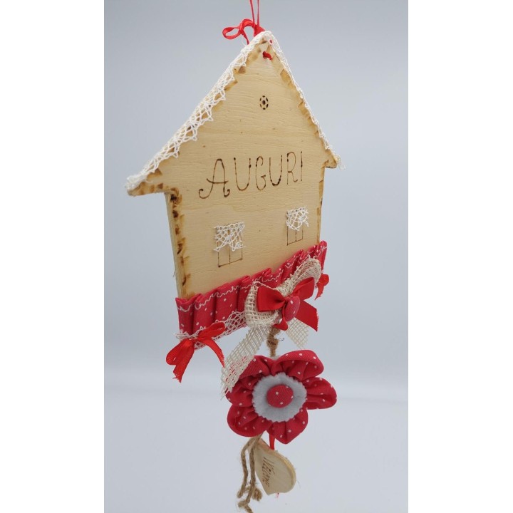 Casetta legno tessuto auguri | CarinCasa