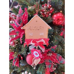 Casetta legno tessuto auguri