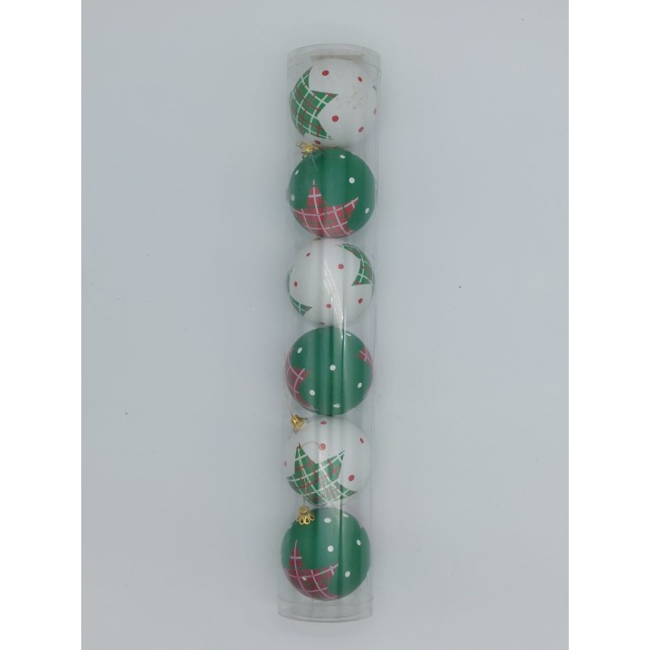 set 6 sfere di natale addobbi natalizi verde e bianche |…