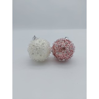 Addobi sfere di natale con ghiaccio due colori rosa e…