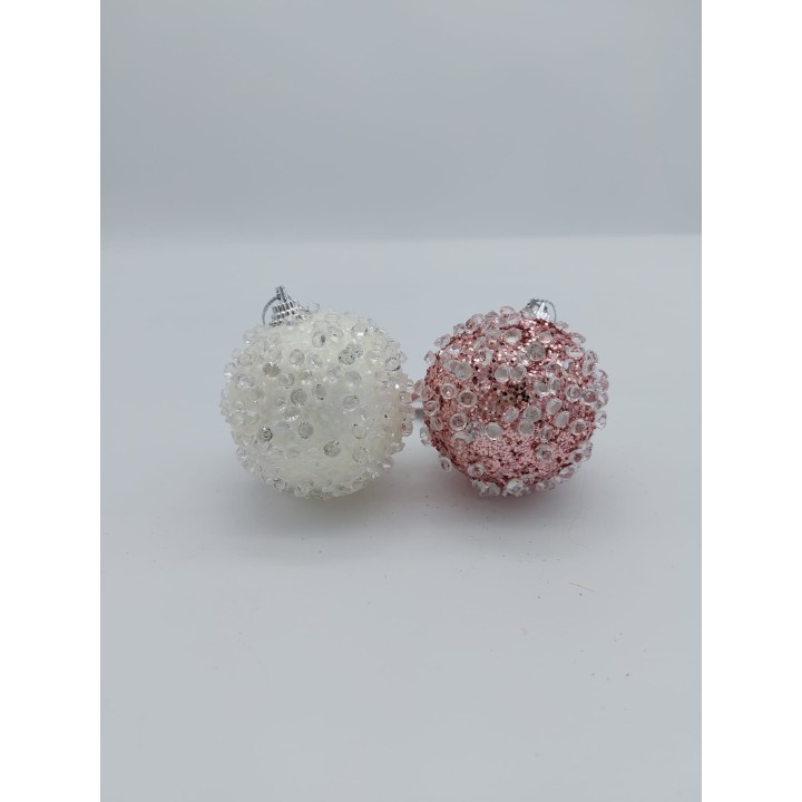 Addobi sfere di natale con ghiaccio due colori rosa e…